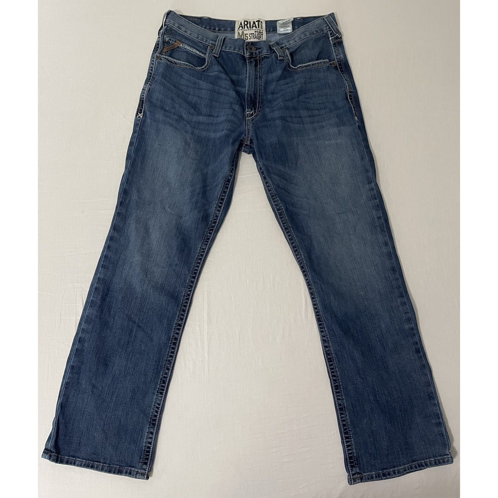 Ariat M5 Jeans Men's 38x34 Blue Denim Slim Straight Leg Western Rodeo Cowboy